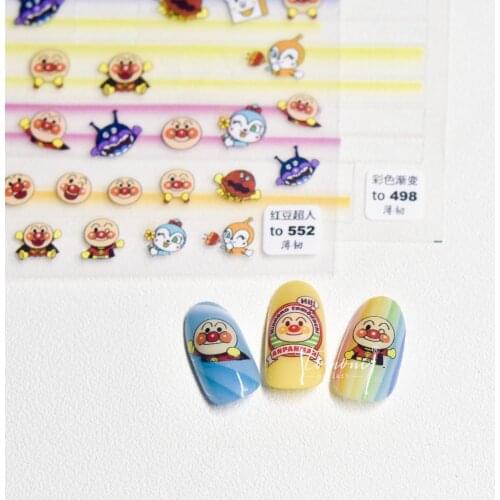 Anpanman Nail Art Stickers Japan Cartoons Nail Stamp Water Transfer Decal Slider Manicure Batakosan Nails Accesorios Decorations