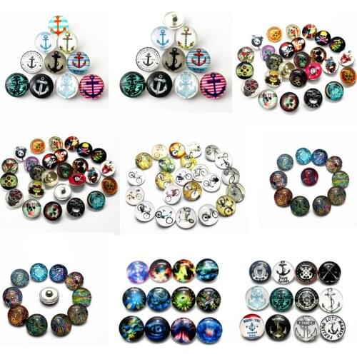 New Arrival 10pcs/lot skull pirate boat anchor Snaps Buttons 18mm Snaps Charms Fit Ginger Snaps Bracelets&Bangles Jewelry