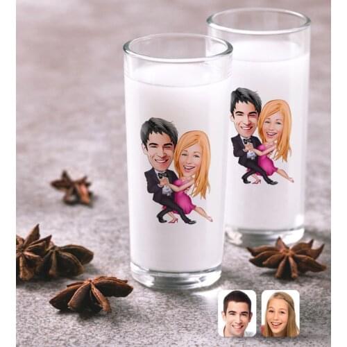 Personalized Valentine Caricature Of Dual Arrack Cup Seti-13