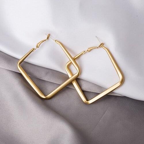 Simple Geometric Drop Earrings Stainless Steel Gold Color Rectangular Earrings for Women Bohemian Punk Jewelry Brincos Gift