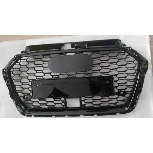 Car Front Bumper Grill Center Grille With ACC Hole Carbon Style for Audi A3/S3 8V 2017 2018 2019 (Refit for RS3 Style)
