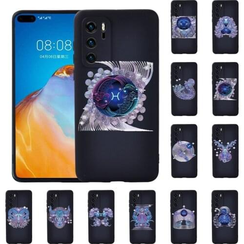 Luxury Soft TPU Silicone Phone Case for Huawei P20/P20 Pro/P30 Pro/P30 Plus/P30 LITE/P40/P40 Pro Zodiac Pattern Back Cover