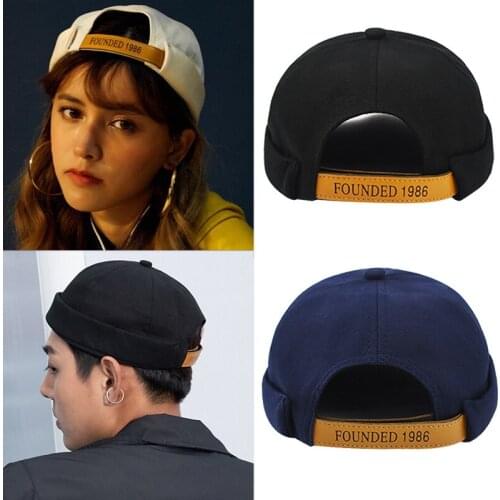 Retro Man Docker Cap Sailor Biker Women Winter Hat Casual Brimless Skull Loop Beanie Hats Solid Women Harajuku Hip Hop Caps