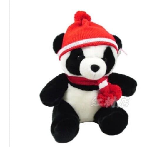 Sitting height about 25cm Panda with red hat plush toy scarf panda doll,Christmas gift w0789