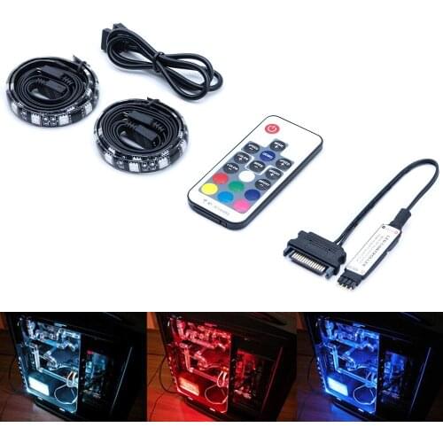 RGB LED Strip Lights for PC Computer case - 2pcs 12inches LED Strip Kit with Multi Function RF Remote Control ST177
