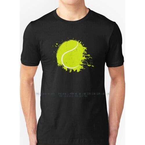 Tennis T Shirt 100% Pure Cotton Tennis Tennis Ball Watercolor Splatter Splattered Cool Yellow Sport Tennis Court Tennis Player