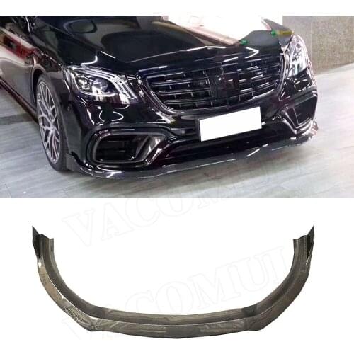 Carbon Fiber Front Bumper Lip Chin Spoiler Car Accessorise for Benz S Class W222 S63 S65 AMG 2018 2019 Auto Car Parts Styling
