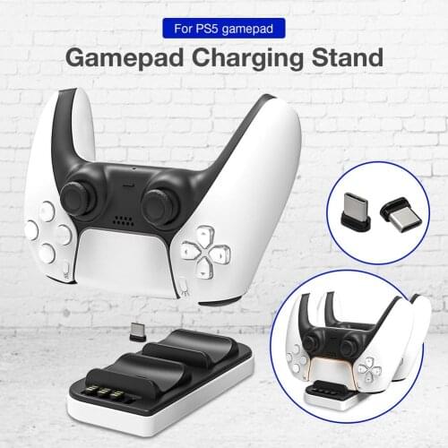 Two Seats Charger With Converter Head For PS5 Gamepad Gamepad Charging Stand Charger Without Handle For PS5