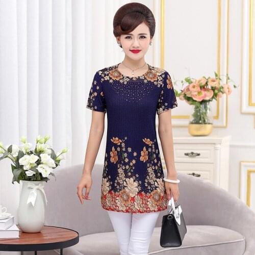 Plus Size 4xl 5x Boho T-shirt Female Print 2021 Womens Tops Summer New O-neck Tee Shirt Casual Pullovers