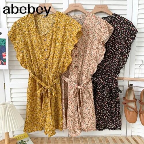 Sweet V-neck short sleeve Rompers Ruffles patchwork high waist pleated lace up waist print short Rompers 2021 New Summer