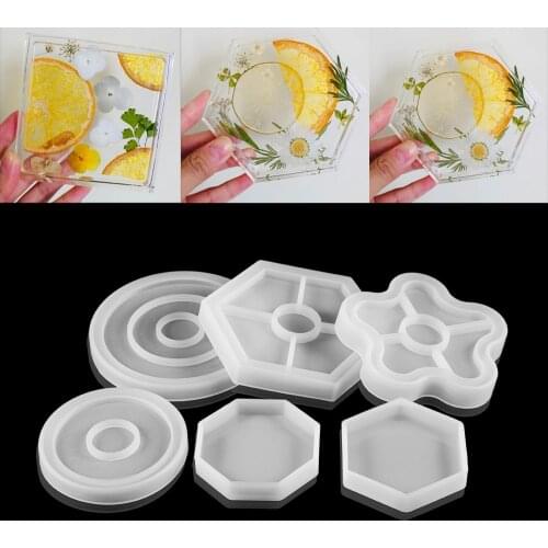 1Set Coasters Silicone Molds UV Epoxy Resin Mould Flowers Tray Cup Mat Mold For DIY Crafts Table Decoration Supplies