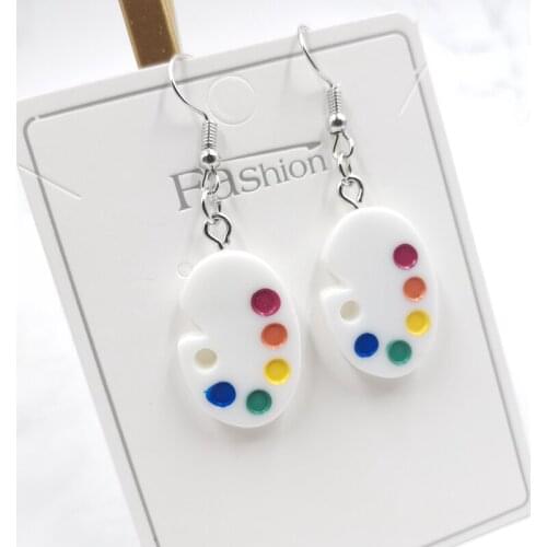 1 Pair of Creative Handmade Painter Paint Board Resin Earrings Pendant Earrings Pendant Jewelry Jewelry DIY