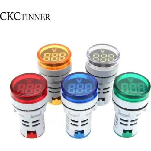 1pcs 22MM Round Mini Digital Voltmeter AC 20-500V Volt Voltage Tester Meter LED Digital Indicator Pilot Lamp Light Display