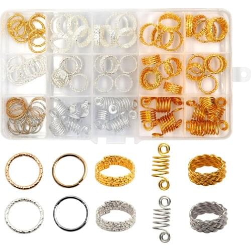 100 pcs Dreadlocks Hair Rings Silver Braiding Hair Decoration Filigree Hair Ring for Women and Girls