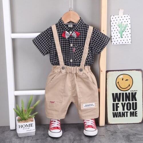 2021 New Kids Boys Summer Children Toddler Gentleman Tie T-Shirt Tops Shorts Outfits 2Pcs Suits Baby Boys Casual Clothes Sets