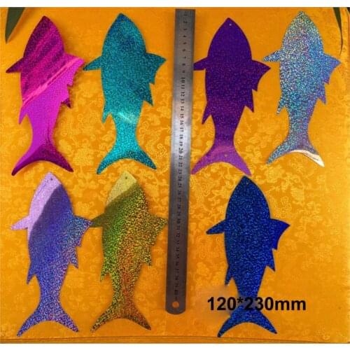 20pcs 120*230mm Fish Sequins Large Flat Paillette PVC Hologram Wedding Stage Background Entrance Decorations 2 Side Holes