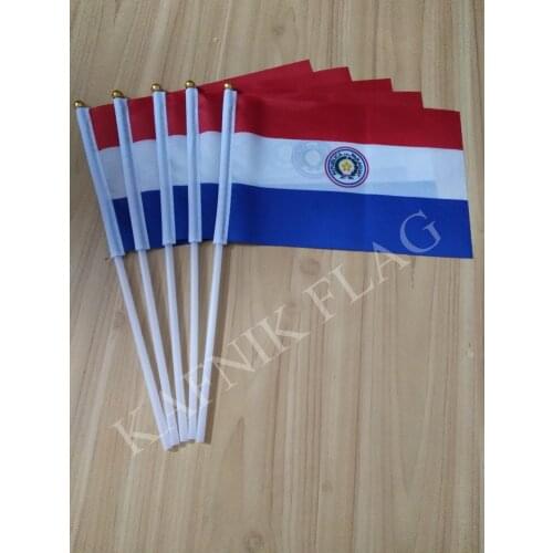 KAFNIK,5pcs Paraguay flag 14*21CM Paraguay Flag the hand national flag Free Shipping