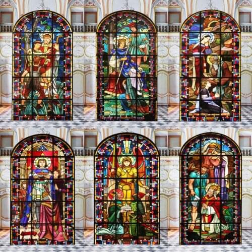 50x90cm Stained Glass Window Decoration Sticker Film Htv Heat Transfer Vinyl for Privacy Window Film Church Decoration Glass