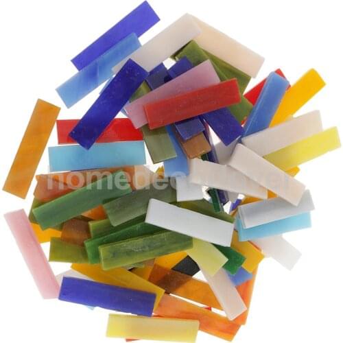 70pcs Rectangle Shape Mixed Color Glass Mosaic Tiles Tessera for Mosaic Making Crafts Supplies 10x40mm