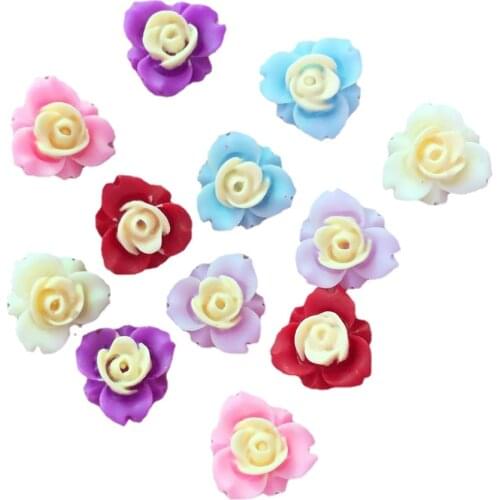 80PCS 11mm Resin Candy Color 3D Flower Flatback Stone Scrapbook Embellishment DIY Wedding Appliques Craft SW12*2