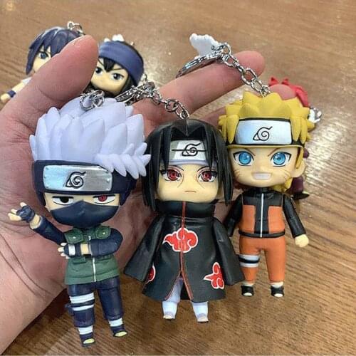 Anime Naruto Toys Keychain Cartoon Figures Uzumaki Uchiha Sasuke Ltachi Hatake Kakashi PVC Pendant Childrens Birthday Gifts