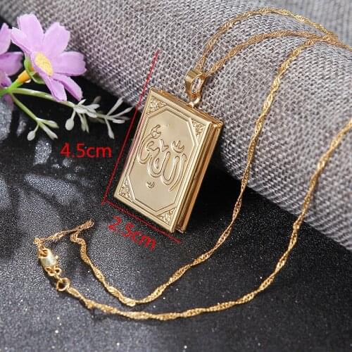 Bangrui Islamic Allah Pendant Necklace Women Men gold color Pendant Necklace Religious Muslim Jewelry Wholesale 2017