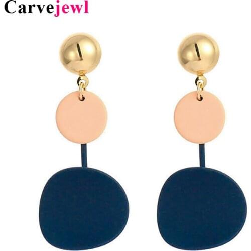 Carvejewl Shiny Bead new fashion brand earrings elegant Metal and bright colored Irregular round earrings for women Accessories