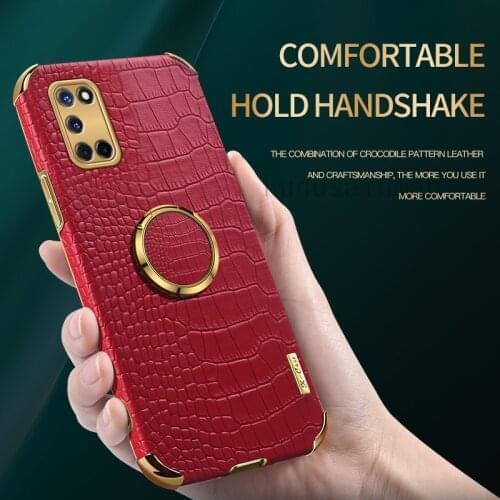 Crocodile Leather Case For Oppo A52 A53 A31 2020 A94 A74 A15 A54 RENO 3 5 Lite Realme GT Neo 7 8 Pro Phone Cover Magent Car Ring
