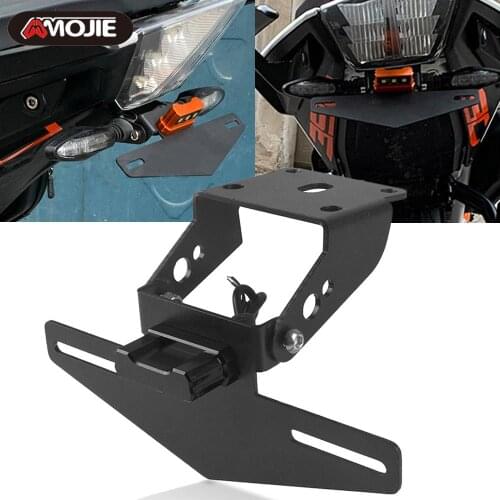 For Duke390 200 125Duke RC390 2017 2018 2019 2020 2021 Motorcycle Angle License LED Lamp Number Plate Frame Holder Bracket Cnc