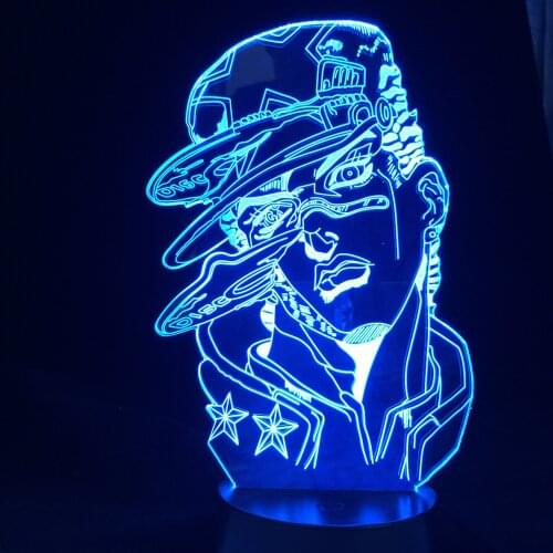 JoJo Bizarre Adventure Manga Jojo Figure Led Night Light Jotaro Kujo 3d Lamp Anime for Bedroom Decor Light Birthday Gift