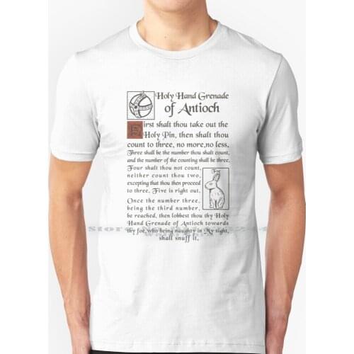 Holy Hand Script T Shirt 100% Pure Cotton Monty Python Movie Holy Hand Antioch Rabbit Holy Grail Popular Trending Funny Pop