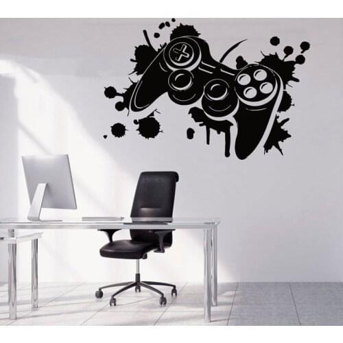 Game Controller Wall Sticker Vinyl Interior Home Decor Boys Room Playroom Decals Video Game Gamepad Poster Removable Murals A166