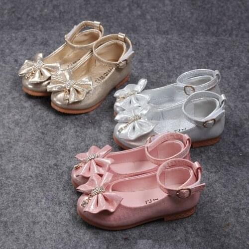 J Ghee 2020 Spring Autumn Fashion Baby Girl Shoes Princess Bow-knot With Rhinestone Pendant Kids Single Shoes For Girls Children