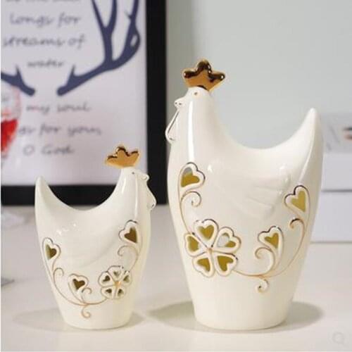 CREATIVE CARTOON CUTE CHICKEN CERAMIC CRAFT ORNAMENTS, WEDDING GIFTS, HOME OFFICE DESKTOP DECORATIONS