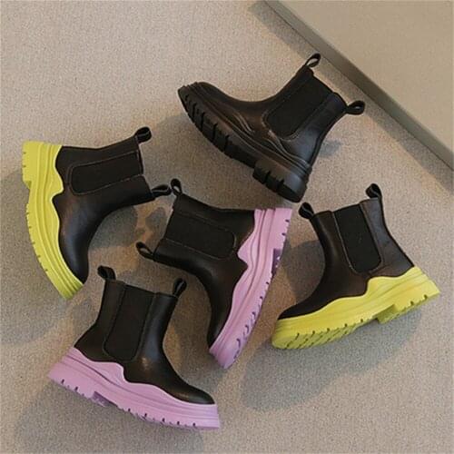 Fashion Childrens Shoes Quality Leather British Style Martin Boots Girls Leather Chelsea Short Boots Childrens Shoes XZ123