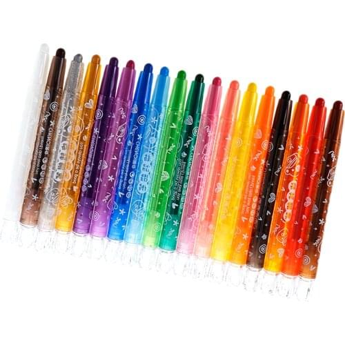 18 Colors Children Non-Toxic Washable Rotating Rolling Crayon Pastel Marker Pen