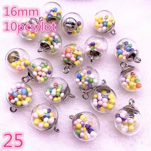 Wholesale 16mm Colorful Transparent Ball Glass Star/Round Charms Pendant Find Hair Accessories Jewelry Charms Earring #25