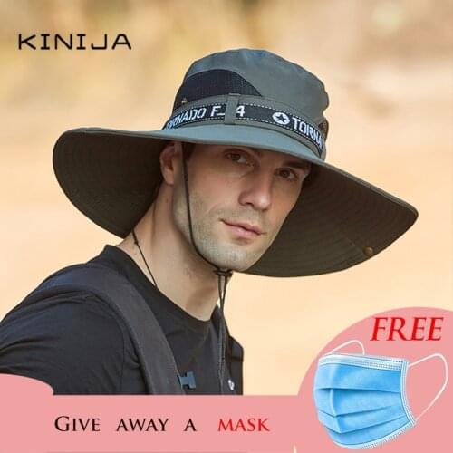 New summer handsome outdoor climbing fishing tourism dual purpose men Large brim sun fisherman hat bucket hat sun protection cap