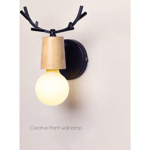 Nordic Modern Creative Bedroom Warm Cute Pendant Lamp Restaurant Bar Decor Deer Black White Wall Lamp Animals Wood