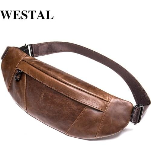 WESTAL Genuine Leather Shoulder Bag Men Check Pack Retro Multifunction Crossbody Bag For Men Leather Short Travel Messenger Bags