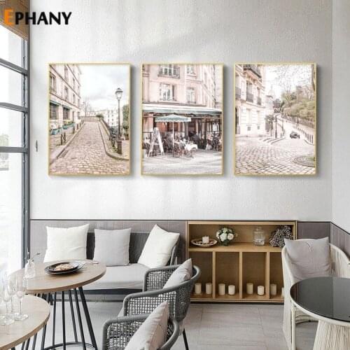 Old Street House Vintage Poster City Landscape Nordic Art Canvas Print Painting Optimistic Quote Wall Picture Modern Home Decor