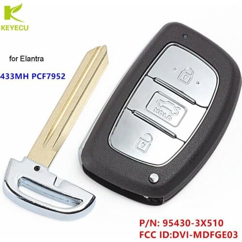 KEYECU Replacement Smart Remote Car Key Fob 433MH PCF7952 for Hyundai 2014 2015 2016 2017 Verna P/N: 95430-3X510