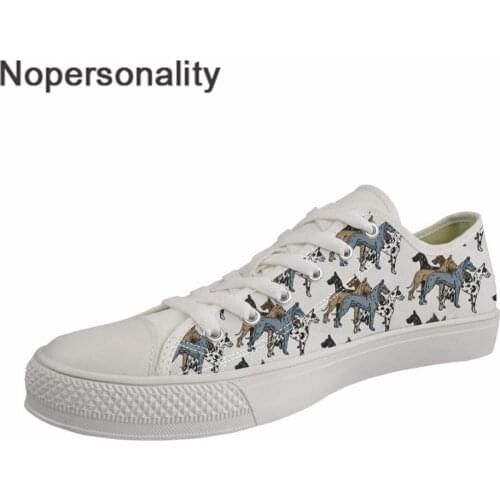 Nopersonality Canvas Shoes Women Geat Dane Flower Dog Print Fashion Outside Sneakers for Teen Girls Students Flats Canvas Shoes