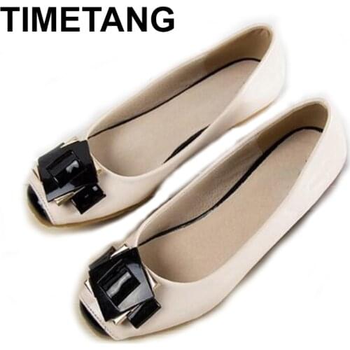 TIMETANG Spring Summer Fashion cute Patent Leather shoes square toe women flats ballet flat shoes womanE883