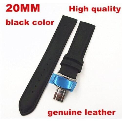 1pcs High quality 20MM genuine leather Watch band watch strap black color - 61004