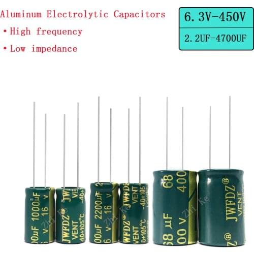 10V 16V 25V 35V 50V 400V High Frequency Low ESR Aluminum Capacitor 100UF 220UF 330UF 470UF 680UF 1000UF 1500UF 2200UF 3300UF