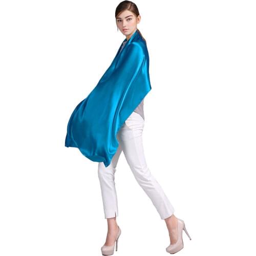 100% Silk Satin Long Scarf 55X180cm Business Men Scarf Winter Silk Scarf China Silk Fabric Top High Quality Peacock 02