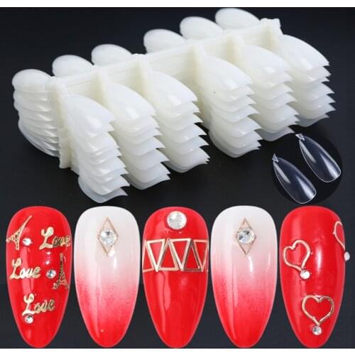 120pcs Full Cover False Nail Tips Oval Palette Natural Transparent Practice Display Press on Nail Fake Manicure Tools LA1030-1