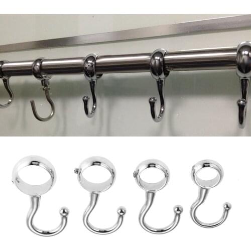 2pcs 16/19/22/25mm Wardrobe Bathroom Hanging Tube Pipe Rod Hooks Kitchen Pan Hook Bathroom Hook Hanger for Towel Clothes