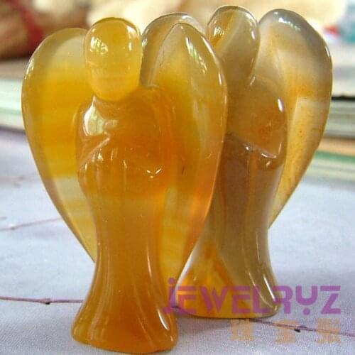 2020 New !!!!! Fashion Natural Beautiful Stone Agates Angel Charms Statue Carved Angel Figurine With Wing Pendant Stone Pendants